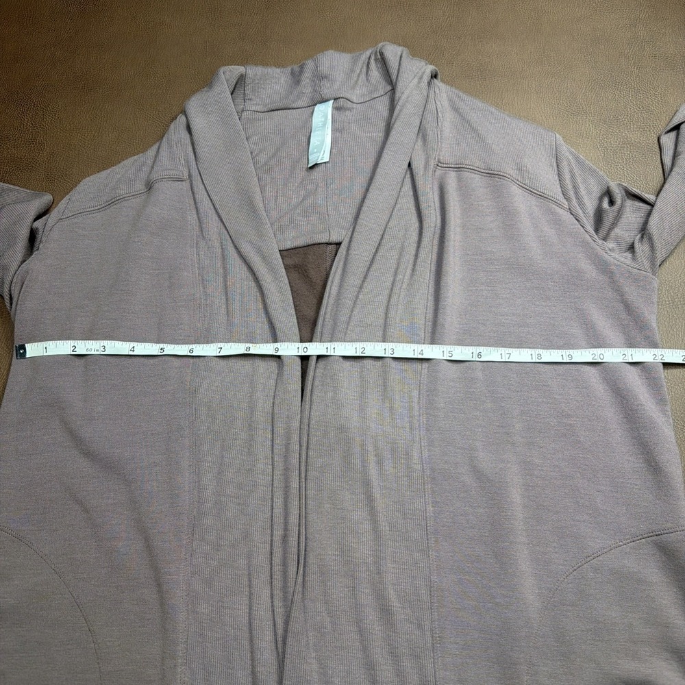 ATHLETA Long Duster Cardigan Open Sweater Sz Small Brown Fitted Sleeve Relaxed - Picture 9 of 10